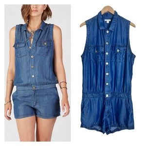 True Religion Jeans Denim Chambray Tencel Romper Size Medium